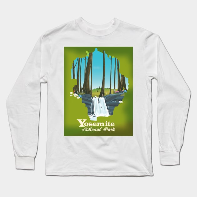 Yosemite National Park Travel poster Long Sleeve T-Shirt by nickemporium1